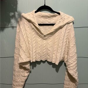 Cozy Cable Knit Cropped Sweater - Cream
